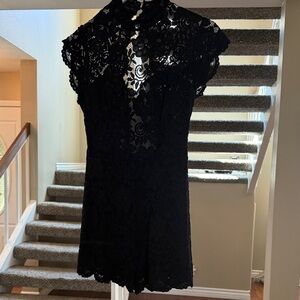 bebe Black Lace Mini Short Romper